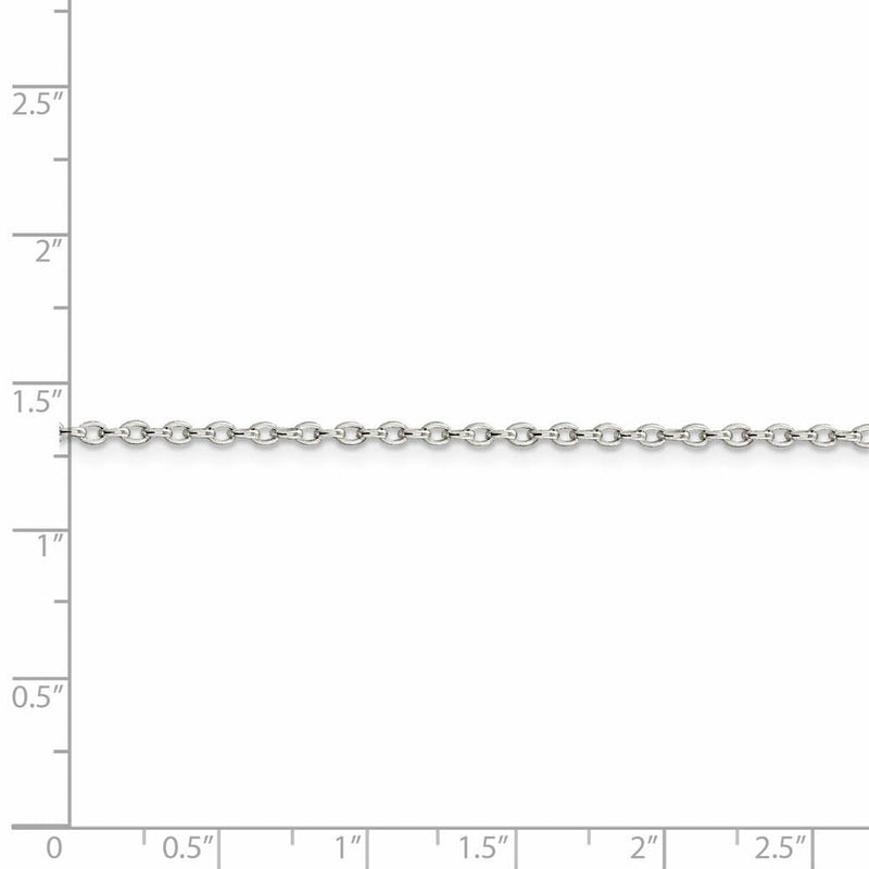 1.6mm Sterling Silver Solid Oval Rolo Chain Necklace