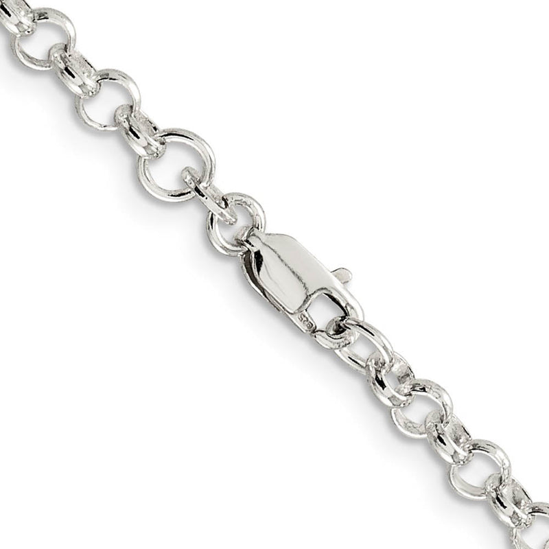 4mm Sterling Silver, Solid Rolo Chain Necklace