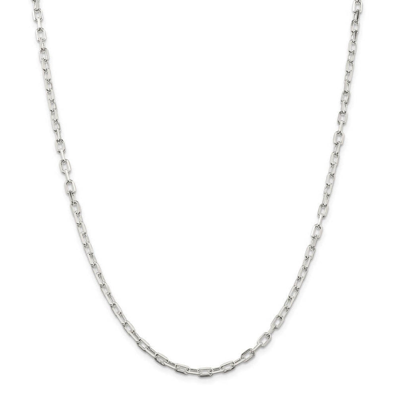 3.5mm Sterling Silver D/C Solid Elongated Cable Chain Necklace