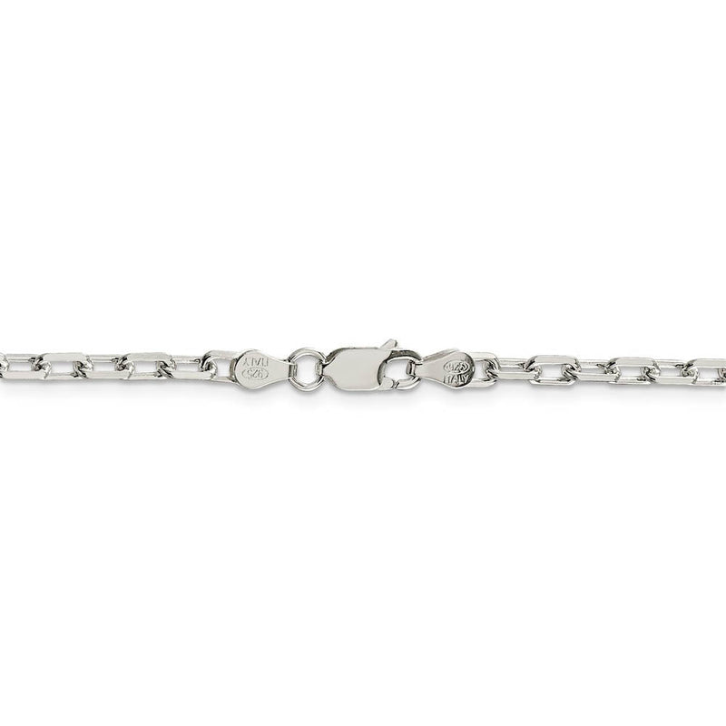 3.5mm Sterling Silver D/C Solid Elongated Cable Chain Necklace