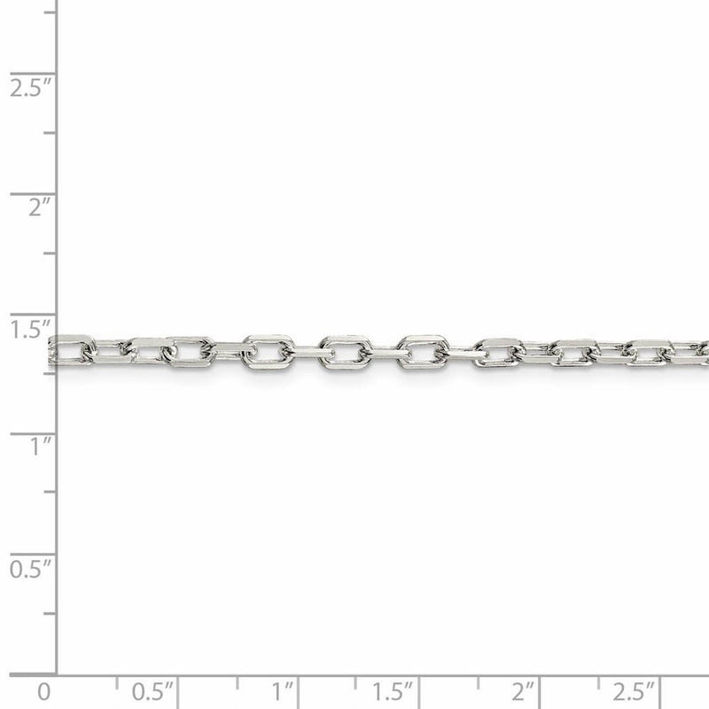 3.5mm Sterling Silver D/C Solid Elongated Cable Chain Necklace