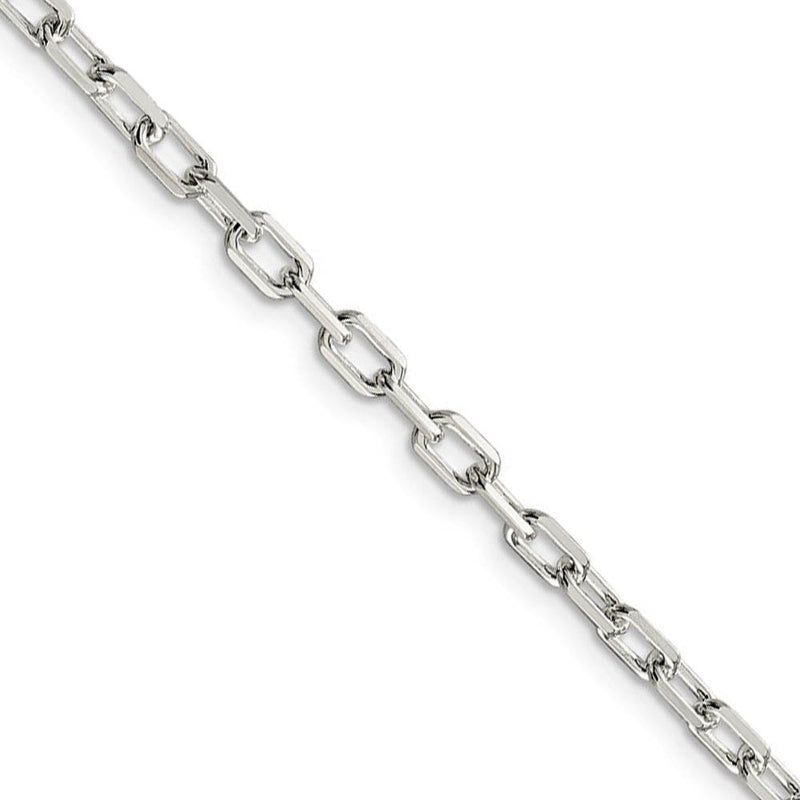 3.5mm Sterling Silver D/C Solid Elongated Cable Chain Necklace