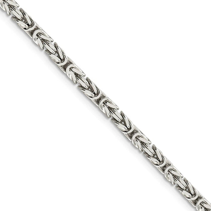 3.25mm, Sterling Silver, Solid Byzantine Chain Necklace