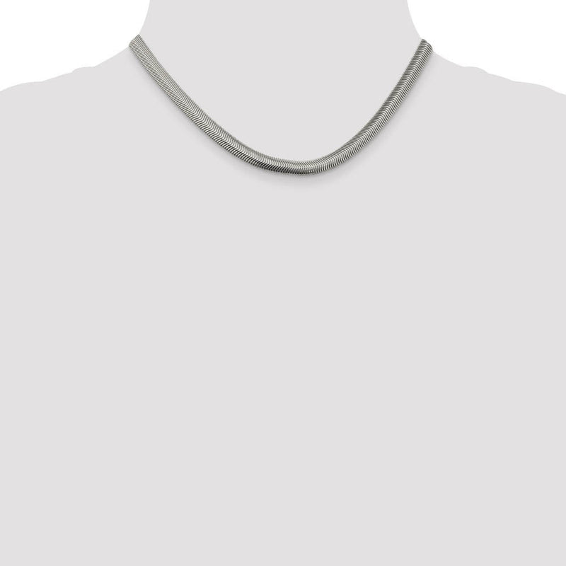 6.25mm, Sterling Silver Solid Flat Oval Snake Chain Necklace