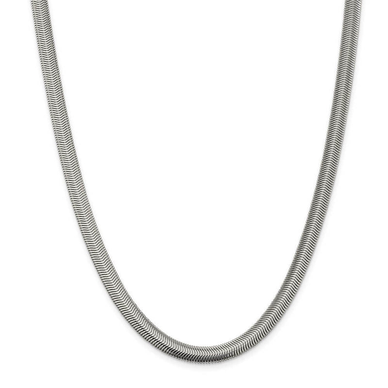 6.25mm, Sterling Silver Solid Flat Oval Snake Chain Necklace