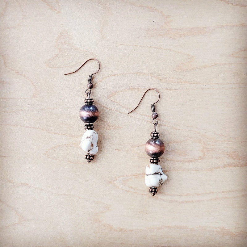 Western White Turquoise w/ Copper Bead Drop Earring 200x