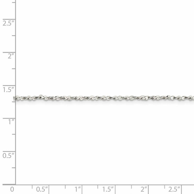 1.6mm, Sterling Silver D/C Twisted Solid Serpentine Necklace