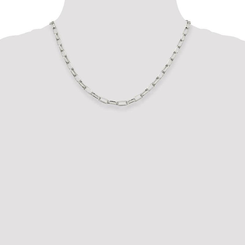 5mm, Sterling Silver Elongated Open Cable Chain Necklace