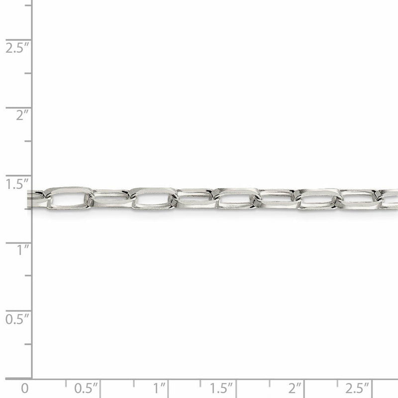 5mm, Sterling Silver Elongated Open Cable Chain Necklace