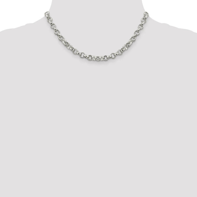 6.75mm Sterling Silver Solid Belcher (Rolo) Chain Necklace