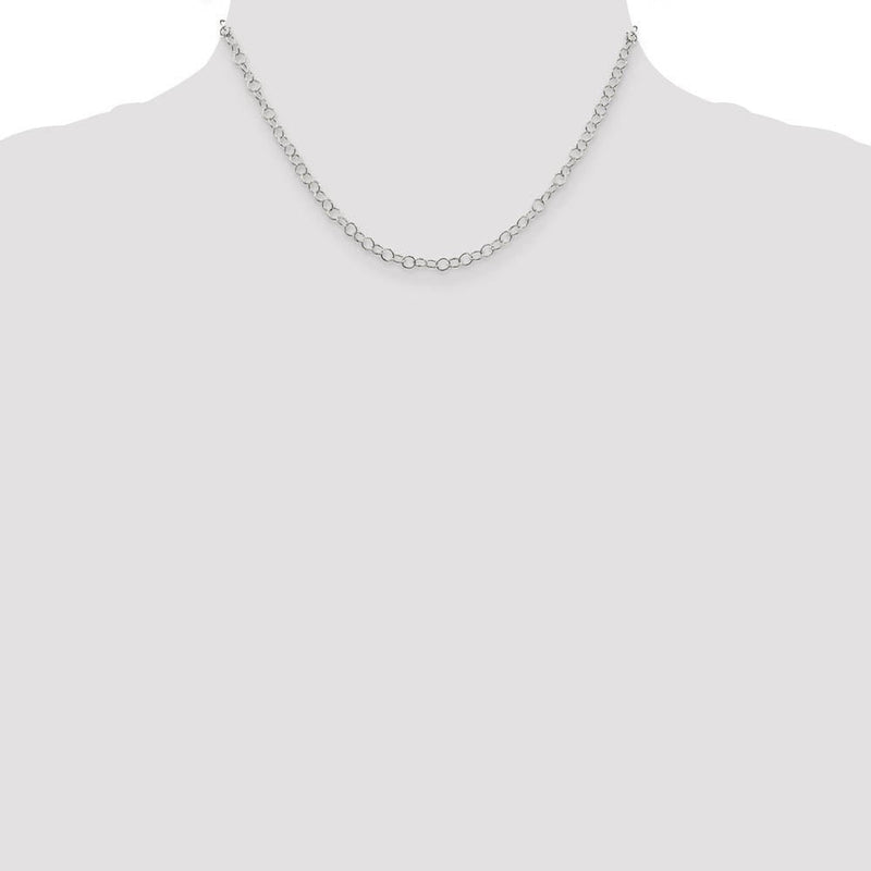3.5mm, Sterling Silver Fancy Solid Cable Link Necklace