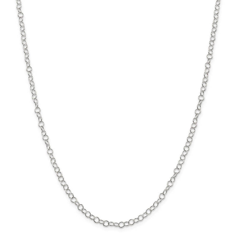 3.5mm, Sterling Silver Fancy Solid Cable Link Necklace