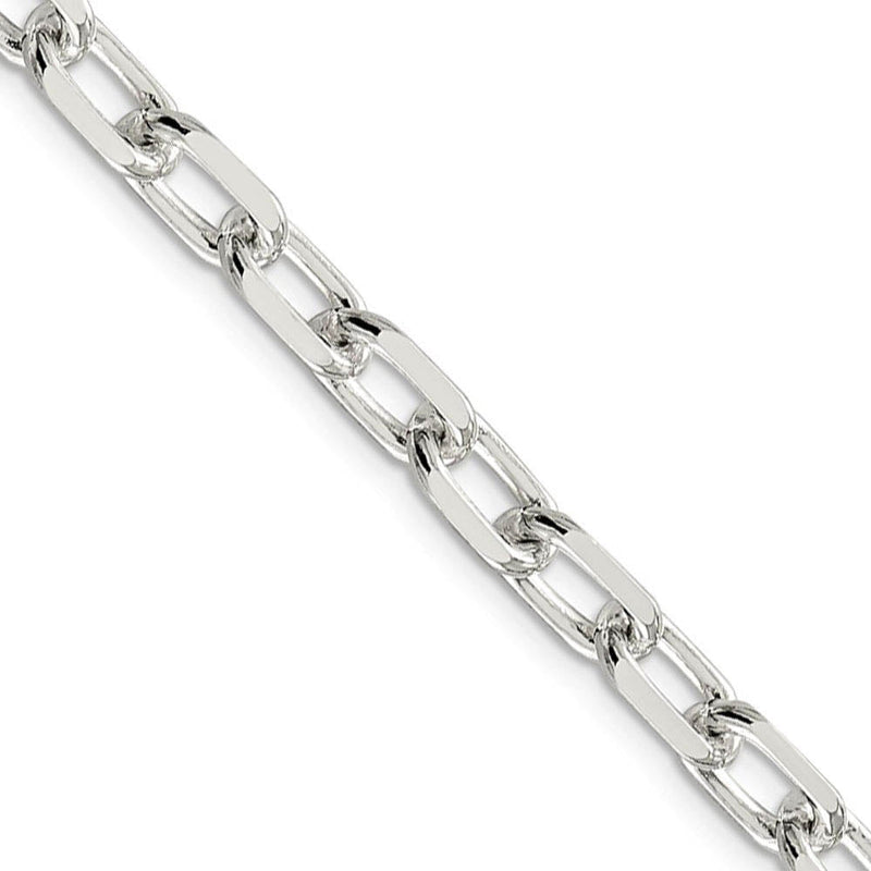 Men's 7.5mm Sterling Silver D/C Solid Elongated Cable Chain Necklace