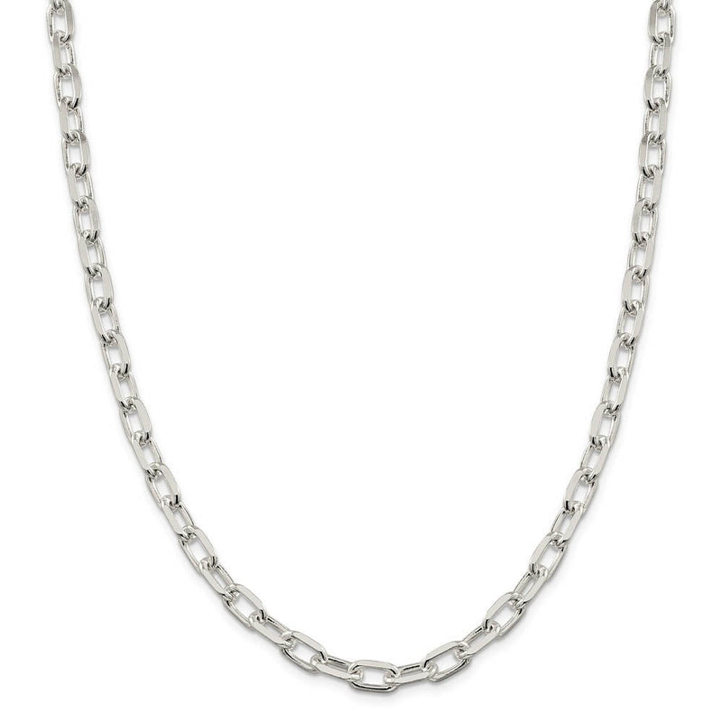 Men's 7.5mm Sterling Silver D/C Solid Elongated Cable Chain Necklace