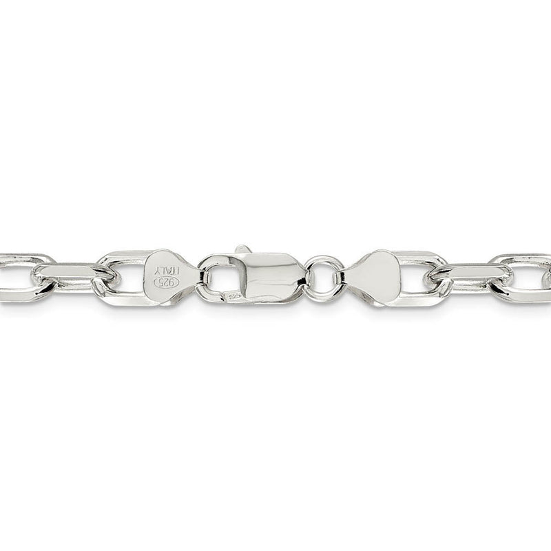 Men's 7.5mm Sterling Silver D/C Solid Elongated Cable Chain Necklace