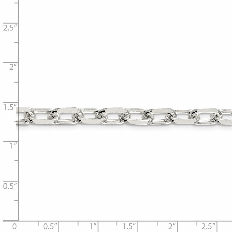 Men's 7.5mm Sterling Silver D/C Solid Elongated Cable Chain Necklace