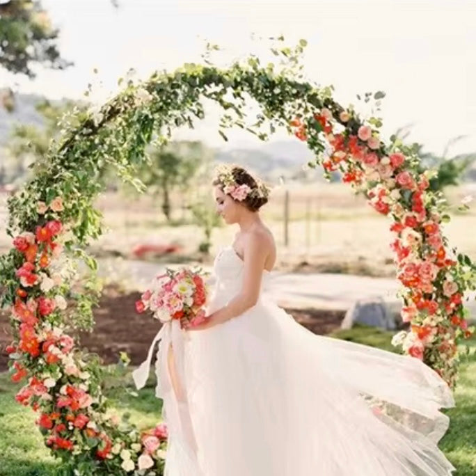 Vorte Round Wedding Backdrop Stand - 6.5 FT Gold Metal Arch