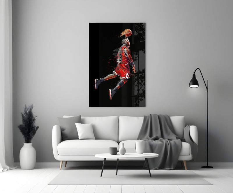 Michael Jordan Glass Wall Art