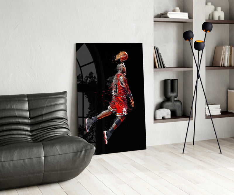 Michael Jordan Glass Wall Art