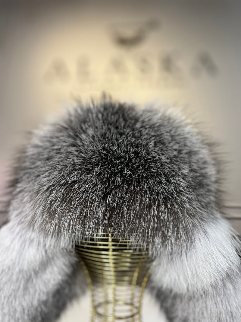 Genuine Silver Fox Fur Genuine Leather Hat