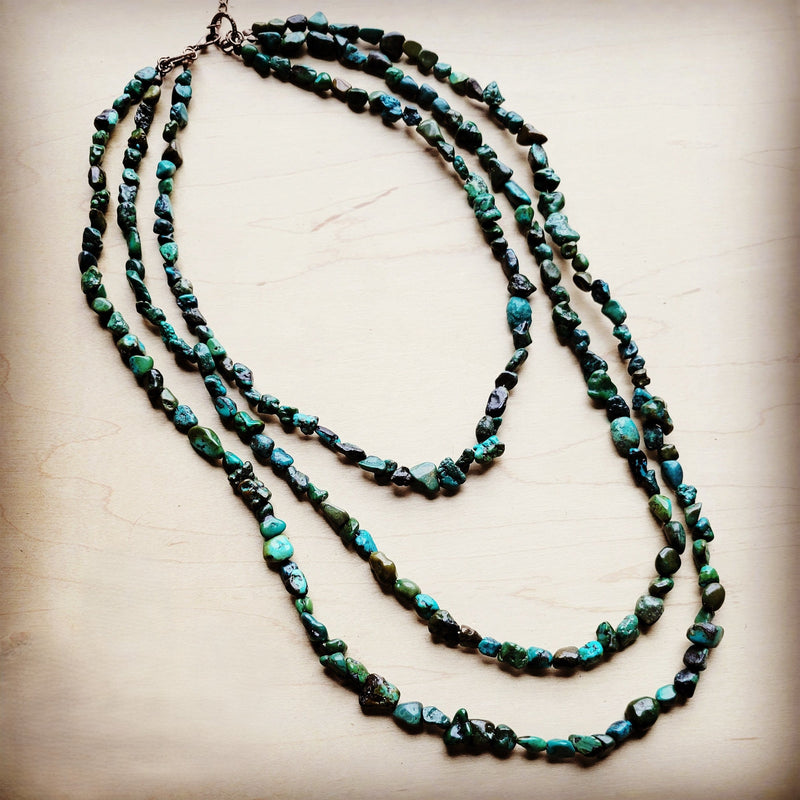 Genuine Natural Turquoise Triple Strand Necklace 254a