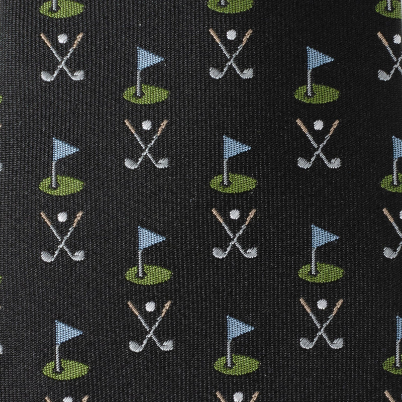 Golf Course Black Silk Men's Tie