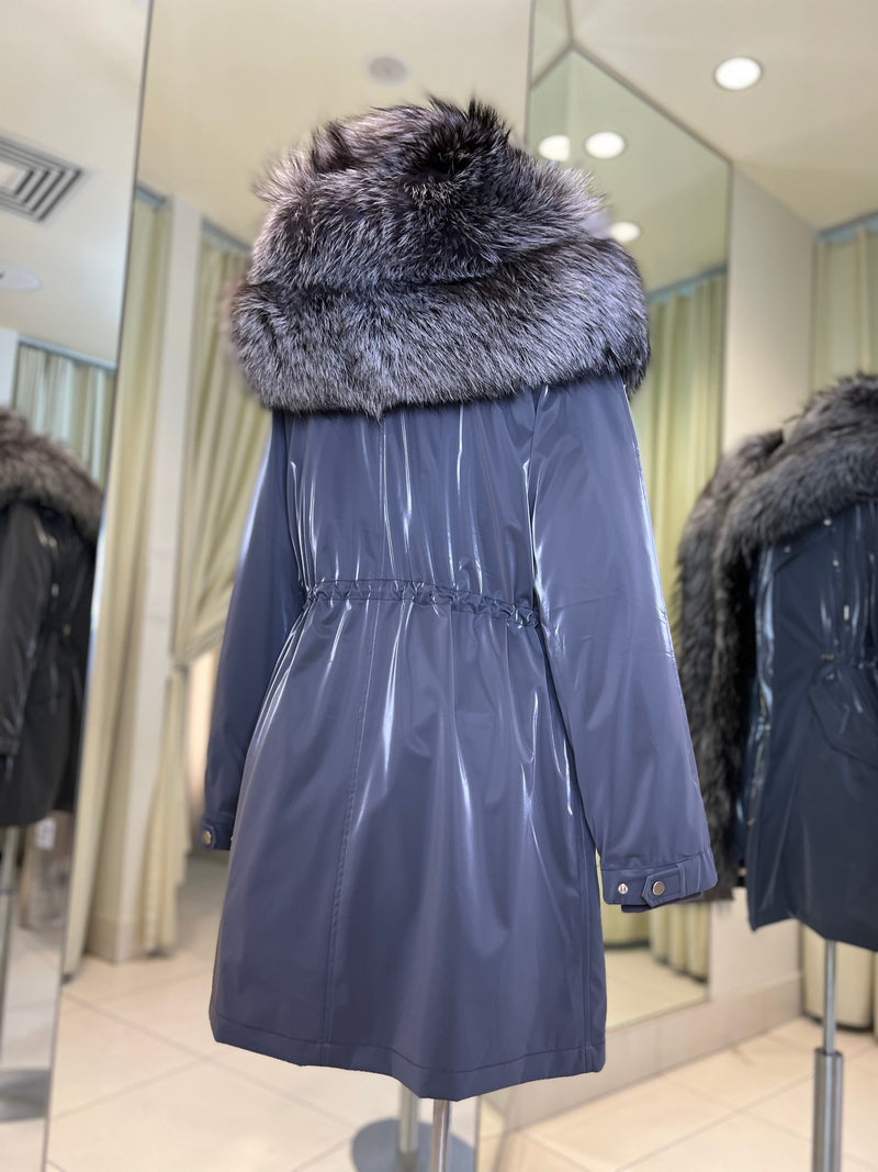 Genuine Silver Fox Fully Lined Hood Rabbit Insulated Parka