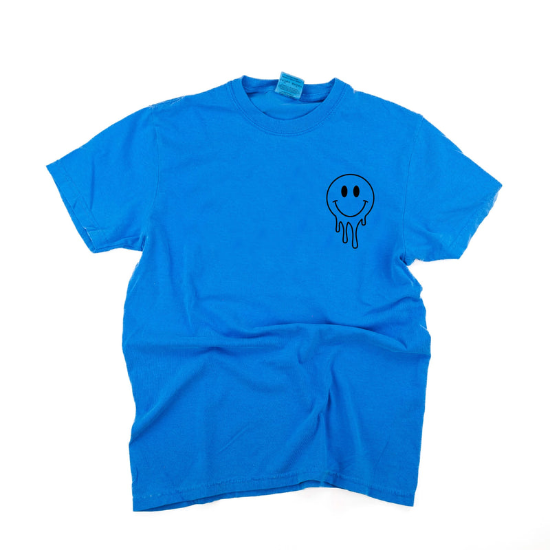 Living My Best Home School Life - Melty Smiley (pf & b) - Comfort Colors Tee