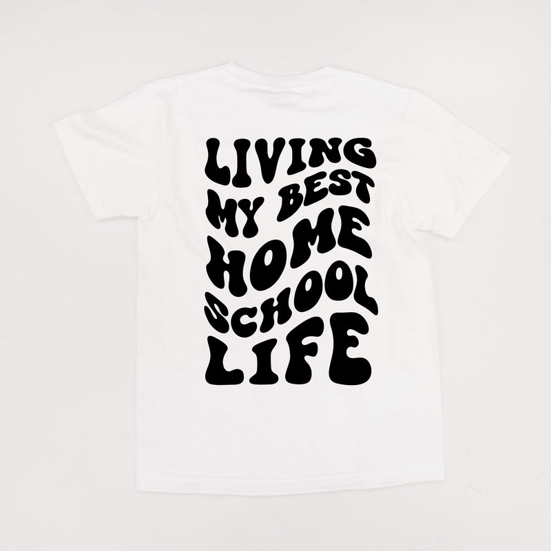 Living My Best Home School Life - Melty Smiley (pf & b) - Comfort Colors Tee