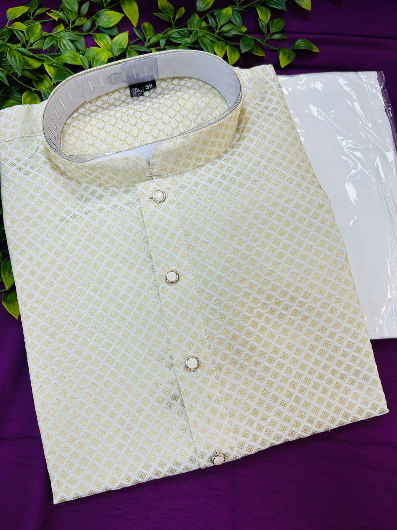 Off white silk kurta pant set