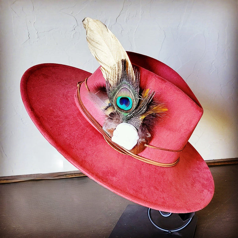 Boho Western Hat w/ Choice of Feather Hat Band-Rust 982g
