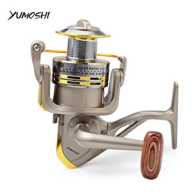 YUMOSHI 8 BB Fish ratio 5.1:1 1000-7000 Series Spinning Fishing Reel Crank Handle Carp Steering