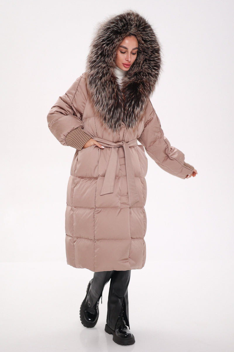 Rei Silver Fox Fully Lined Hood Down Coat in Blush