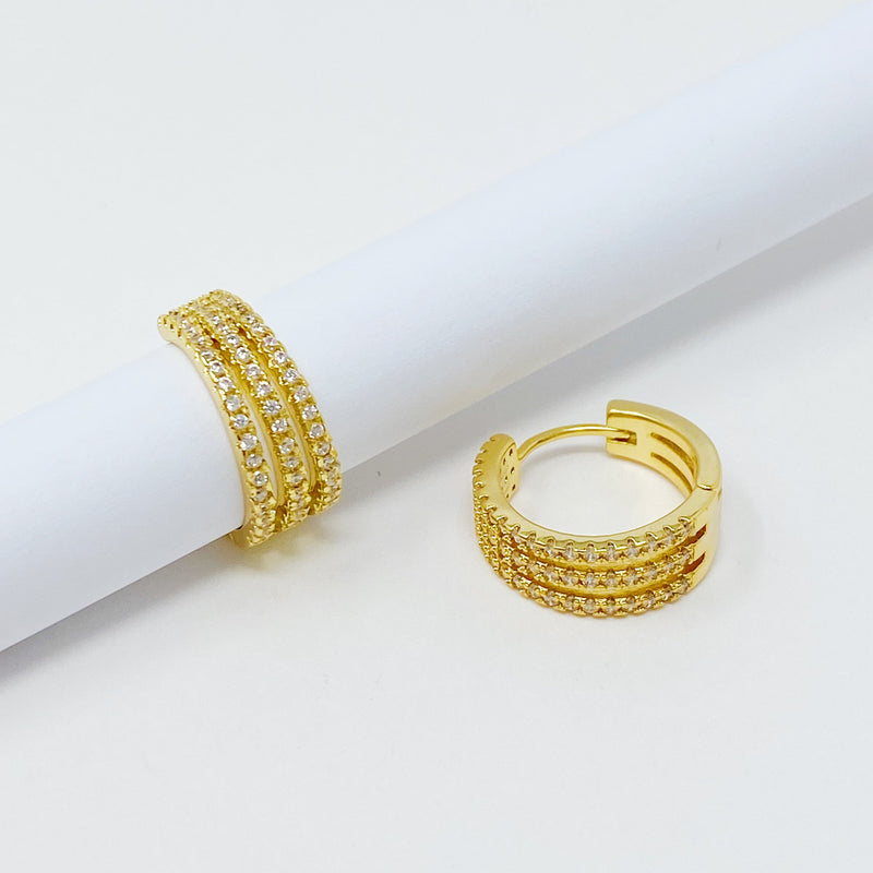 Triple Shine Huggie Earrings