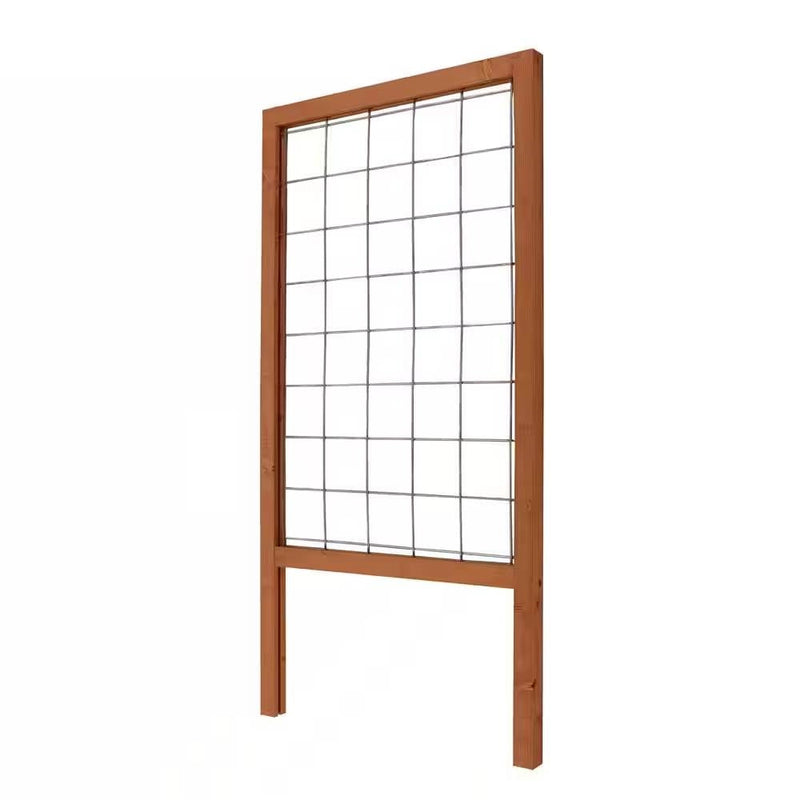48-inch Outdoor Pine Wood Frame Garden Trellis with Metal Wire Lattice