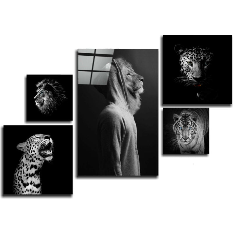 Wild Heads Combined Glass Wall Art