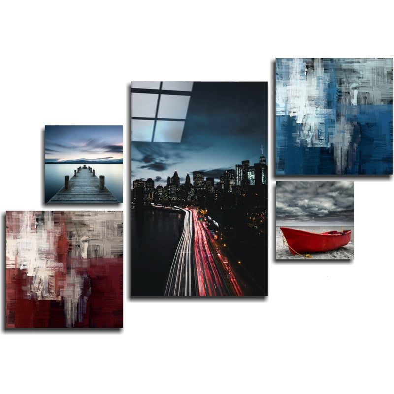 Blue Serenity Combined Glass Wall Art