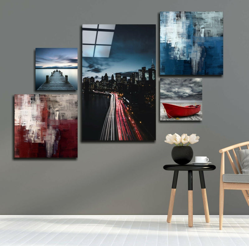 Blue Serenity Combined Glass Wall Art