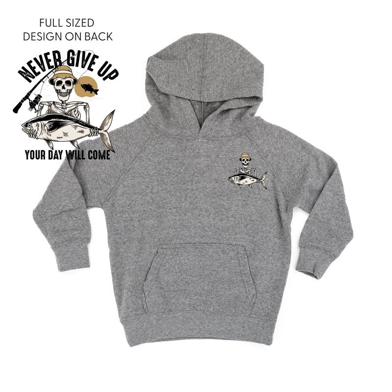 Fishing Skelly - Never Give Up (pf&b) - Child HOODIE