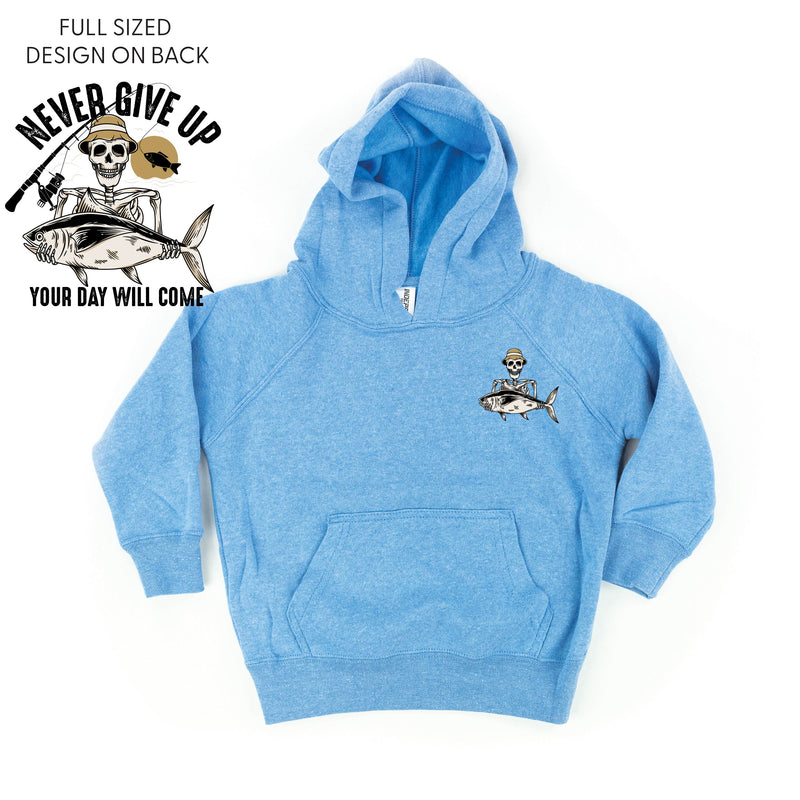 Fishing Skelly - Never Give Up (pf&b) - Child HOODIE