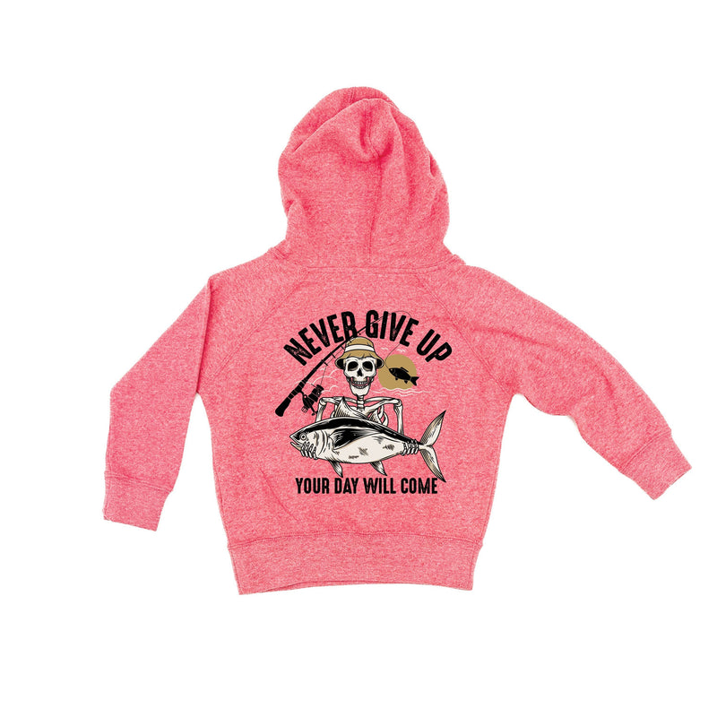 Fishing Skelly - Never Give Up (pf&b) - Child HOODIE