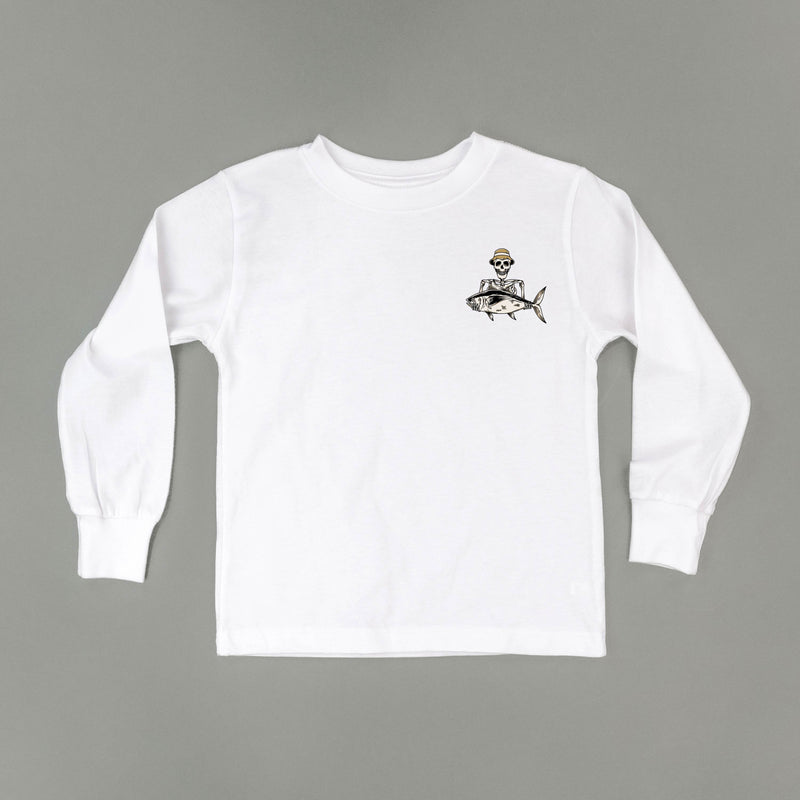 Fishing Skelly - Never Give Up (pf&b) - Child Long Sleeve Tee