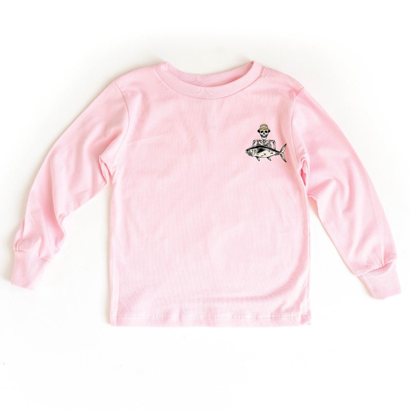 Fishing Skelly - Never Give Up (pf&b) - Child Long Sleeve Tee