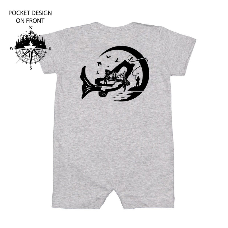 Fishing Compass - Fishing Scene (pf&b) - Shorts Romper