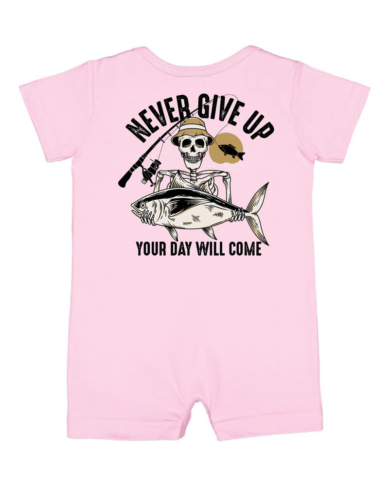 Fishing Skelly - Never Give Up (pf&b) - Shorts Romper
