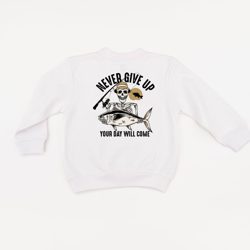 Fishing Skelly - Never Give Up (pf&b) - Child Sweater