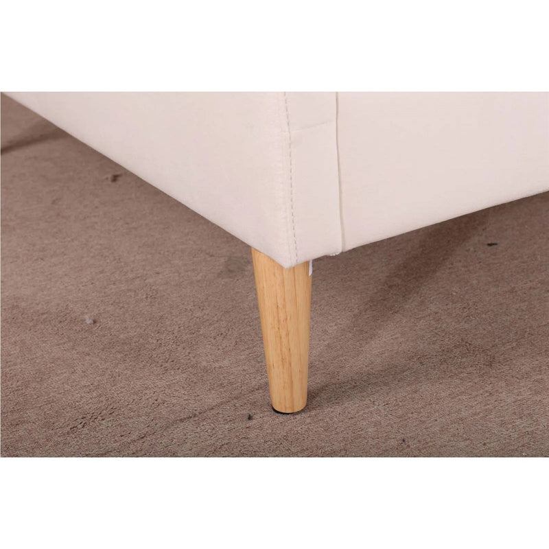 Twin size Mid-Century Modern Off-White Cream Velvet Upholstered Daybed