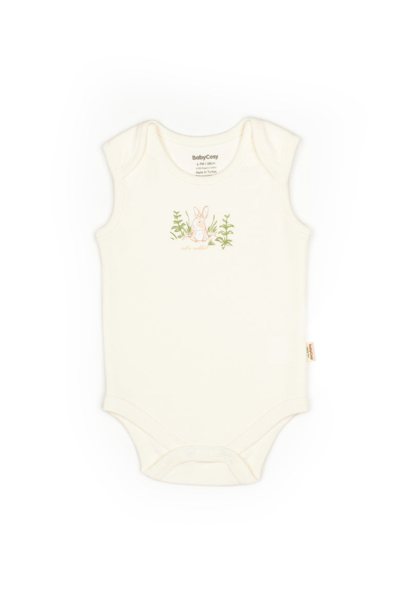 Ecru Bunny Sleeveless Organic Bodysuit