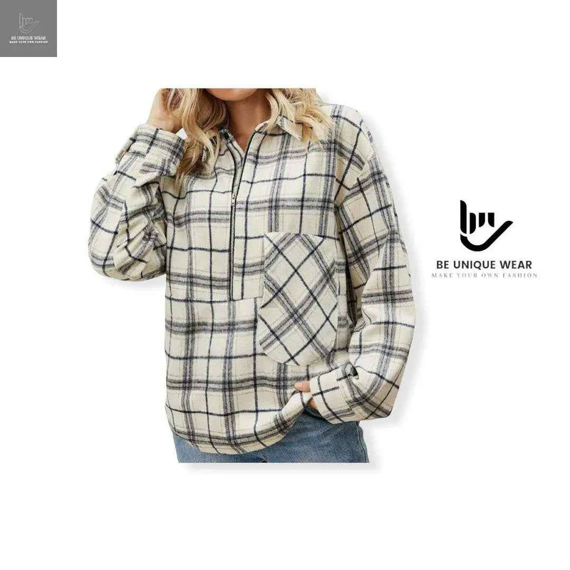 Casual Lapel Top Collar Zipper
