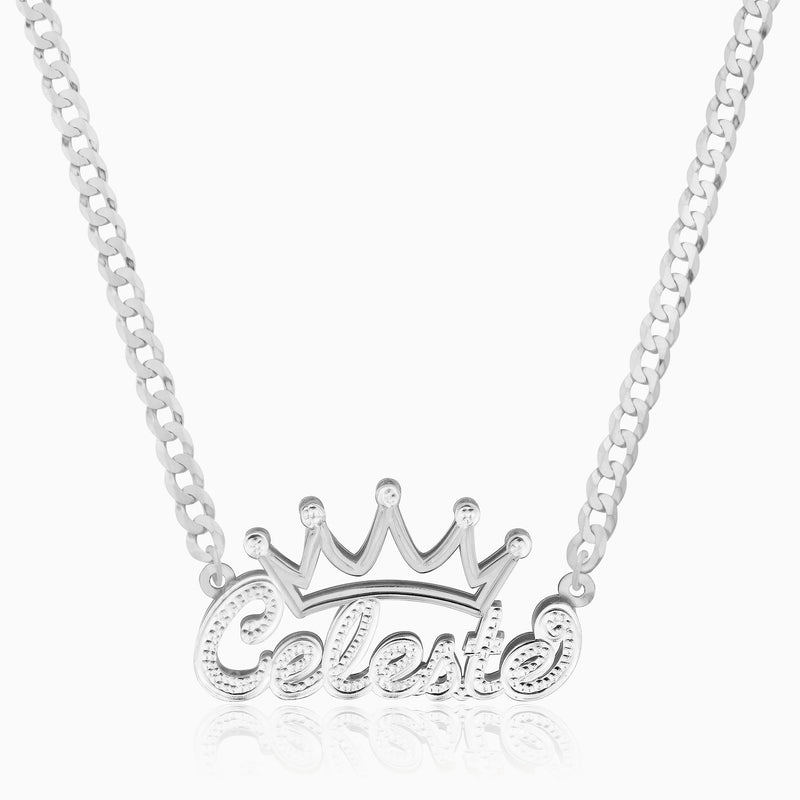 Double Plated Crown Name Necklace